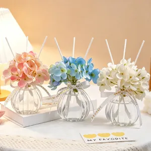 Set de Difusor de Aromas de Hortensia Botella de Vidrio Decorativa para Hogar Salon