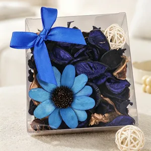 Caja de regalo de popurrí de flores secas azules para fragancia de armario y hogar