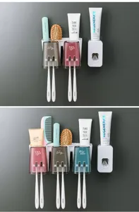 Set de soporte de cepillo de dientes de pared con tazas, dispensador y estante.
