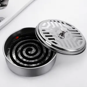 Stainless Steel Mosquito Incense Holder With Lid Fireproof High Temperature Resistant Household Ash Tray Aromatherapy Stove