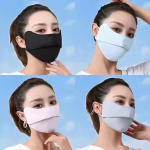 Women Ice Silk Sun Protection Mask Breathable Full Face Cover UV Protection Anti-Dust Summer Outdoor Riding Face Shield