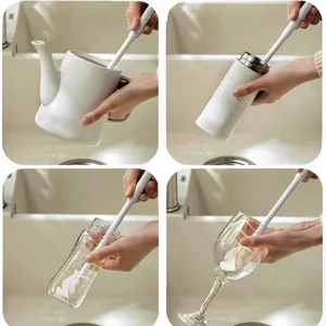 Silicone bottle brush long handle multi-functional cleaning brush for cups and baby bottles