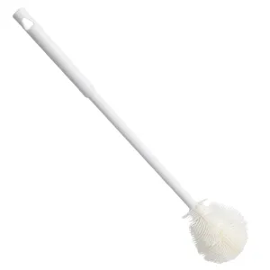 Long handle silicone bottle brush, flexible cleaning tool for cups and baby bottles white.