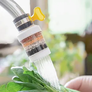 Kitchen faucet water filter, 6-layer universal anti-splash tap nozzle, white and clear.