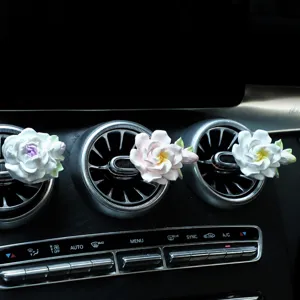 Car air vent jasmine flower diffuser stone aroma ornament for fresh auto interior air