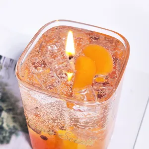 Zomerse fruit geurkaars gel drank ijs fruit glas pot woondecoratie cadeau uniek mooi