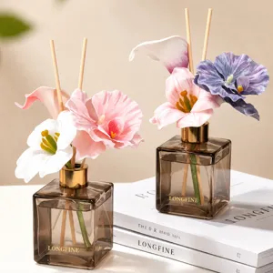Difusor de Ratán de Aromaterapia Floral Francesa Botella de Vidrio Ambientador Decoración del Hogar Dormitorio Sala de Estar Fragancia