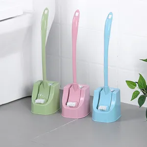 Scopino per WC con supporto manico lungo, set spazzola per pulizia bagno efficiente.