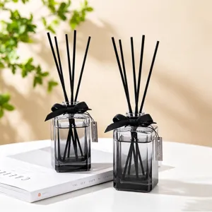 150ML Nordic Style Glass Reed Diffuser with Black Sticks and Bow Home Fragrance Decor