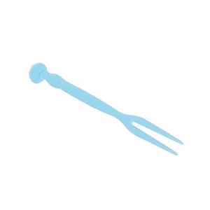 Blue plastic fruit forks, two-prong dessert picks for cake, pastry, and home use.