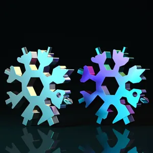 Outil multifonction flocon neige acier inox 18-en-1 clé hexagonale portable pratique.