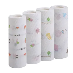 Disposable kitchen cleaning paper towels, absorbent and oil-proof lazy wet dry rags.
