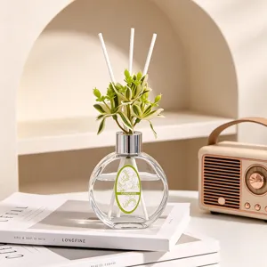 Duftdiffusor ohne Flamme mit grüner Pflanze, elegante Glasflasche Raumduft für Zuhause Schlafzimmer