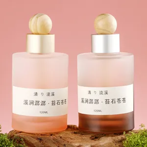 Car diffuser bottle 120ml frosted glass with wooden ball aroma essential oil container