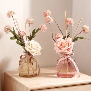 Rose Ball Chrysanthemum Reed Diffuser Home Bedroom Living Room Decor Flameless Aromatherapy Dried Flower Glass Scented