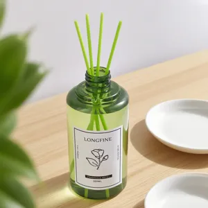 Recarga de fragancia de 500 ml botella verde con aceite esencial natural y varitas