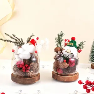 Set Decorazione Vaso Vetro Fiori Secchi Aromaterapia Natalizia Diffusore Olio Essenziale Festa Casa Scrivania Ornamento Regalo
