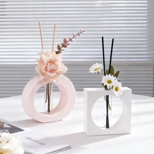 Décoration d'aromathérapie en tube à essai minimaliste avec arrangement floral pour salon.