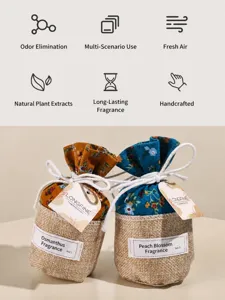 Detail view of traditional Chinese style fabric fragrance sachets with elegant floral patterns.