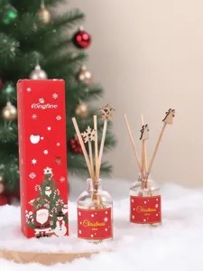 Coffret diffuseur de parfum de Noël avec bâtonnets en bois, flacon décoratif 50ml.