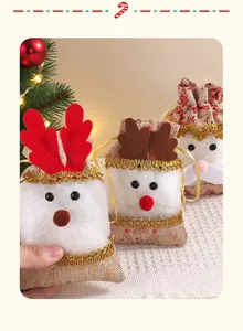 Christmas linen sachet bag cute reindeer santa hanging ornament holiday decoration gift