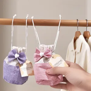 Cotton linen bow sachet hanging minimalist wardrobe closet aromatherapy car air freshener
