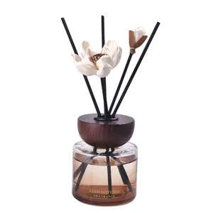 120ml reed diffuser with lotus flower stick, flameless home fragrance for living room and bedroom.