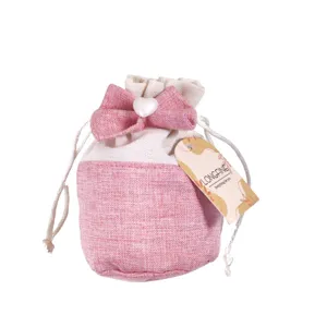 Cotton linen bow sachet pouch for wardrobe closet aromatherapy and car air freshener main view