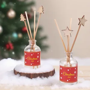 Ensemble de diffuseur de parfum de Noël bouteille en verre décorative avec bâtonnets