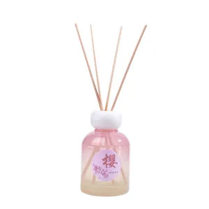 Pink Gradient Glass Bottle Reed Diffuser Home Fragrance Set Valentine Gift Room Decor Aromatherapy