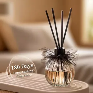Elegante Difusor de Varillas de Vidrio con Lazo de Encaje Purificador de Aire a Rayas Set de Fragancia para Hogar Dormitorio Baño