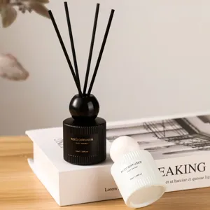 Minimalist Black And White Vertical Stripe Ceramic Reed Diffuser Long Lasting Home Fragrance For Bedroom Bathroom