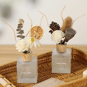 Elegante set de difusor de fragancias para el hogar con flores secas naturales