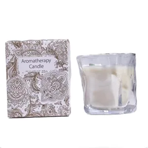 Bougie aromathérapie en cire de soja avec verre torsadé et coffret cadeau pour la décoration.