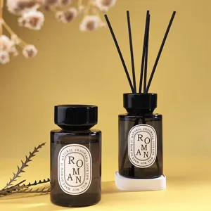 Schwarze Glasflasche Duftstäbchen Set Langanhaltender Holziges Aroma Aromatherapie Lufterfrischer Für Zuhause Wohnzimmer Dekoration