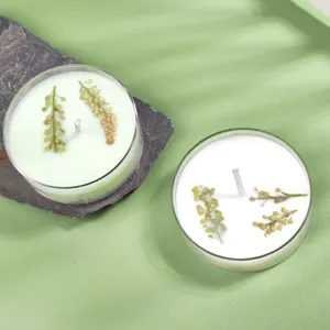 Oriental tea scented dried flower soy wax candle, smokeless tea candle for decor and gifts.