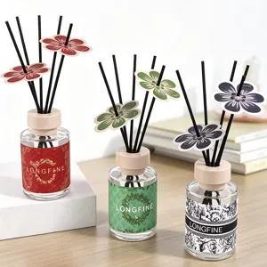 Duftdiffusor Set raumduft mit rattan stäbchen und blumen deko glas flasche für zuhause duft