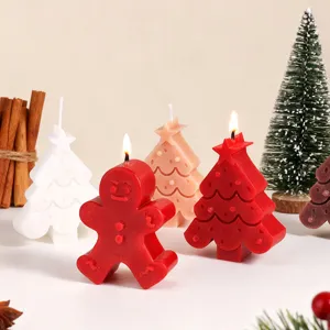 Duftkerzen Set in Weihnachtsbaum und Lebkuchenmann Form, festliche Geschenke.