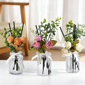 Set di vaso in vetro con diffusore di rose artificiali per decorazione casa top