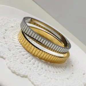 8mm Breed Roestvrij Staal Gestreepte Armring Armband Hoogglans Gepolijst Industriële Stijl Unisex Metalen Sieraden Geschenk