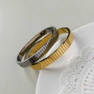 Elegante 8mm roestvrijstalen armband in gestreepte horlogebandstijl, goud- en zilverkleur