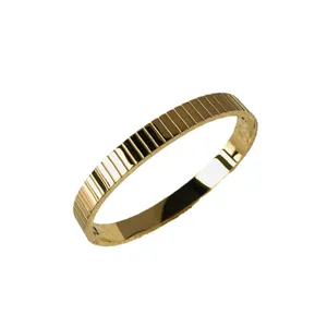 8mm gouden roestvrijstalen armband met hooggepolijst gestreept horlogeband ontwerp