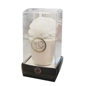 Nordische weiße Keramik Blume Aroma Diffusor Detail, elegante Tischdekoration für zu Hause.