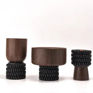 Walnut wood Nordic scented candle holder creative aroma wax ornament home decor gift piece