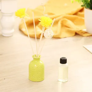 Green Ceramic Bottle Reed Diffuser Set Fresh Home Air Freshener Aromatherapy Fragrance Oil Set For Living Room