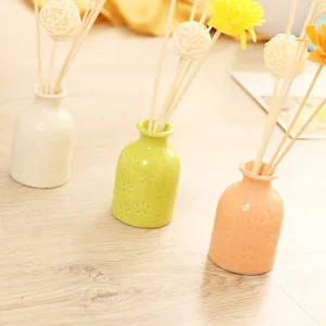 Ceramic reed diffuser set for home fragrance, decorative aromatherapy bottles with sticks.