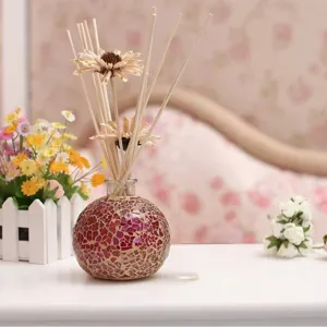 Künstlerisches Mosaik Glasflasche Reed Diffusor Haus Duft Ätherisches Öl Diffusor Für Schlafzimmer Büro Hotel Deko Lavendel Rose Jasmin Düfte
