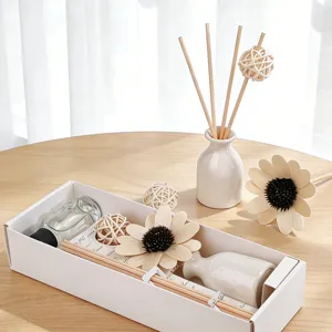 Ceramic reed diffuser set with solar flower aroma bottle and wooden sticks for home decor