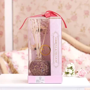 Elegantes Set mit Raumduft Verbena und Feigenblatt in einer rosa Mosaik Glasflasche