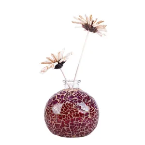 Elegante runde lila Mosaikglasvase Aromatherapie-Diffusor-Set mit dekorativen Trockenblumen